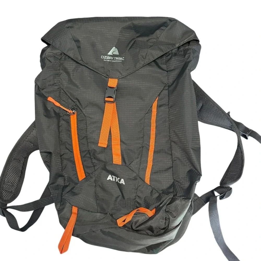 Ozark Trail Atka Backpack Unisex OS Black Orange Excellent Lightweight‎ Ripstop